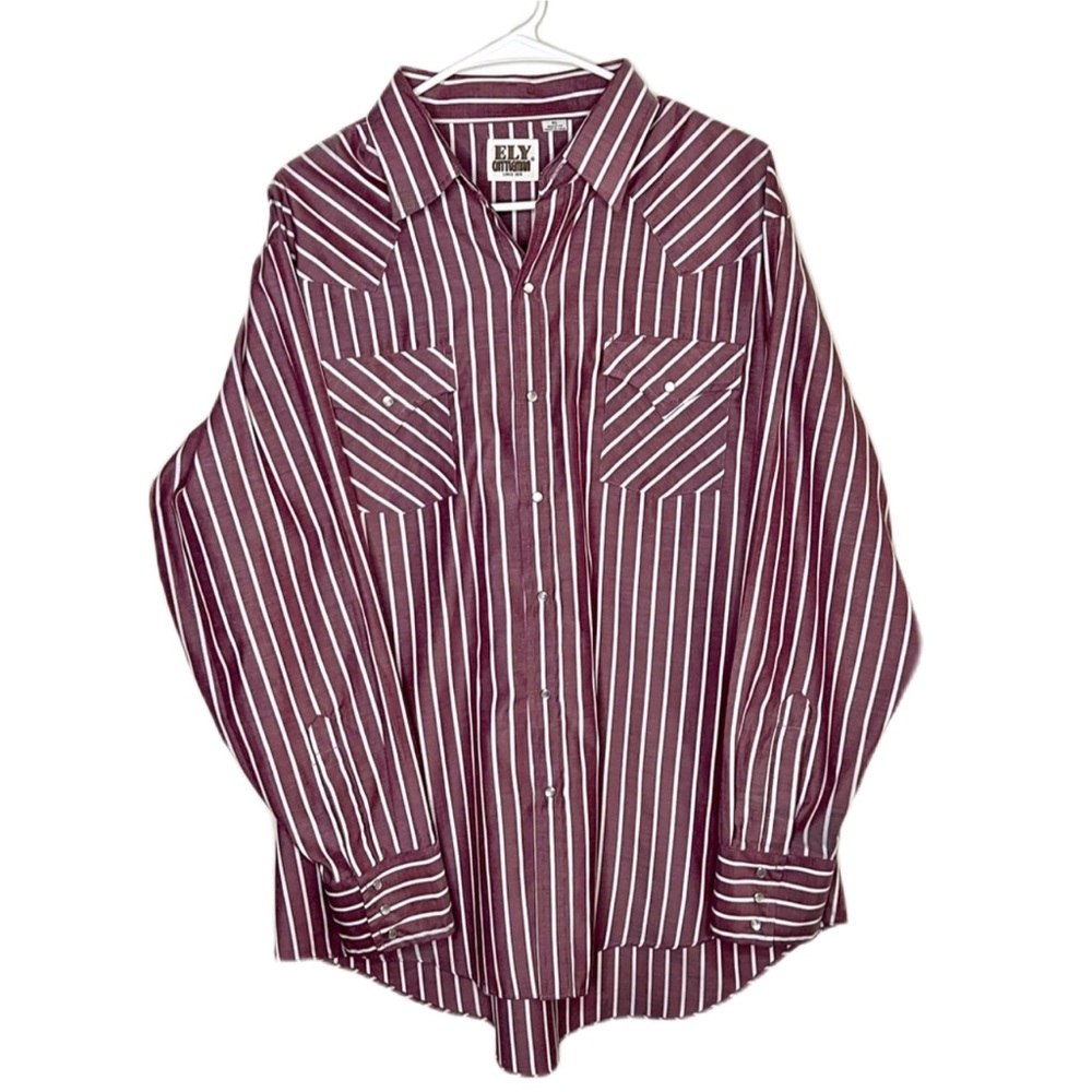 Vintage Ely Cattleman Striped Pearl Snap
